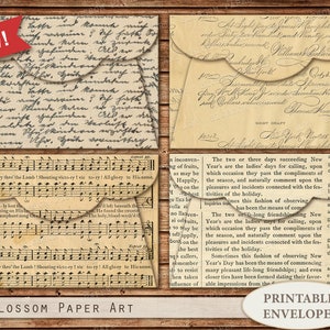 Vintage Briefumschläge, bedruckbare Briefumschläge, Junk Journal, Ephemera, altes Papier, Scrapbook, Einladungen, Collagen, Sofort download - 2521