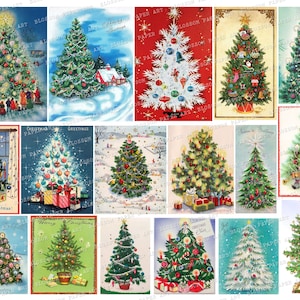 Vintage Weihnachtsbaum Vintage Karten, Weihnachten Ephemera, Weihnachten Junk Journal Bilder, Weihnachten druckbare Fetzen, Tags, Collage 2790