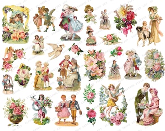 Vintage Victorian Die Cut Images: Printable Collage Sheet (Digital Download)