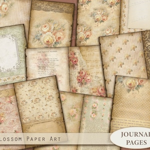 Printable Journal Sheets, Vintage Junk Journal Pages, Digital Journal Kit Ephemera Collage Sheet Digital Download Paper 2570