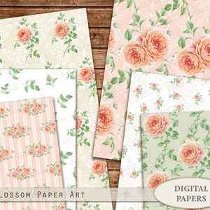 Floral Digital Papers, Roses Digital Paper Pack, Scrapbook Paper, Floral Collage Sheet INSTANT DOWNLOAD 2538 image 3