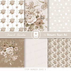 Brown Rose Victorian Digital Paper, Shabby Chic Scrapbook (digital ...