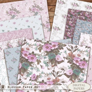 Junk Journal Purple Floral Paper, Lilac Digital Paper, Scrapbook Paper, Floral Collage Sheet, Junk Journal Vintage Ephemera  2860 3