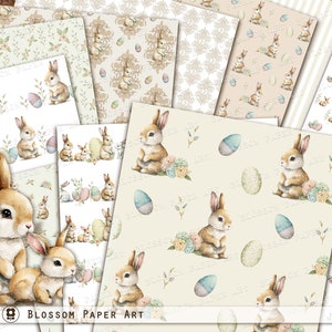 Easter Digital Paper, Bunny Easter Papers, Easter Printable, Easter Scrapbook Paper, Easter Digital Download 2928 1 A4