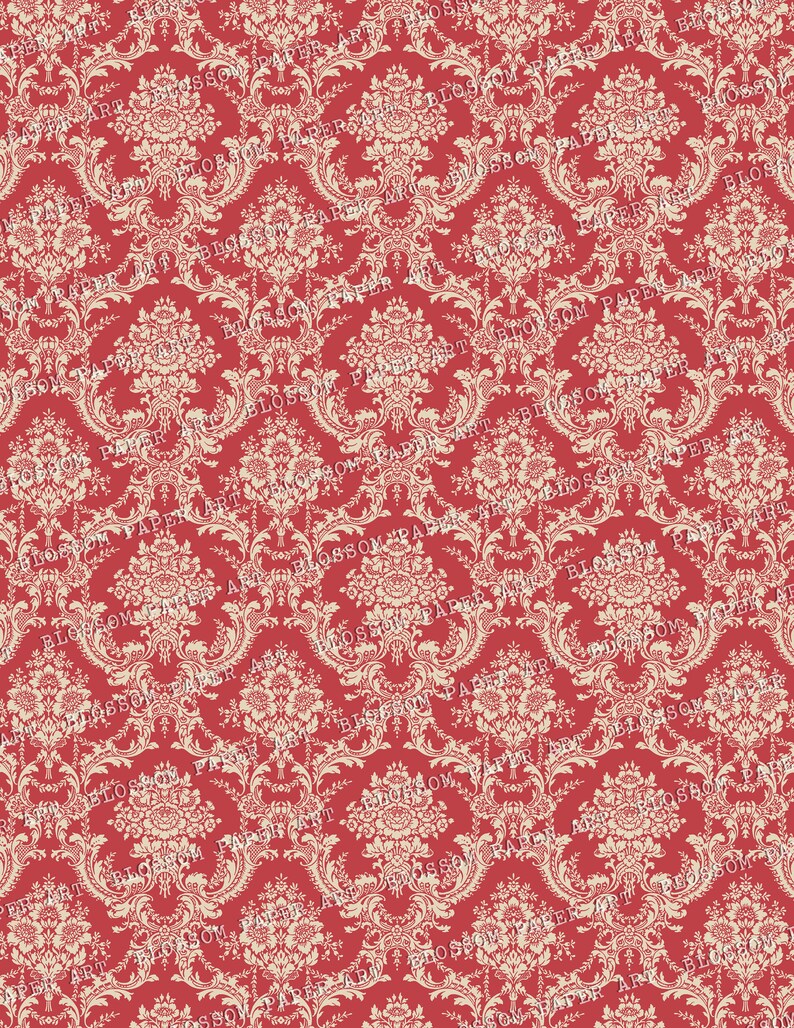 Christmas Digital Paper 8x11 Damask Scrapbook Paper | Etsy