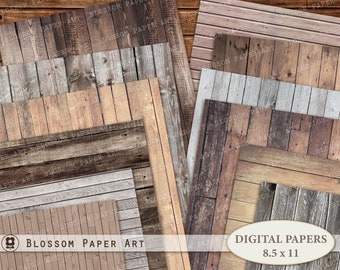 Wood Texture Digital Paper, Wood Wall Printable Scrapbook Paper, Wooden Background Digital Papers,  Digital Scrapbook 2748