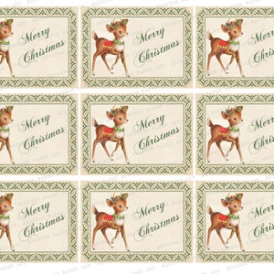Vintage Christmas Reindeer Tags: Druckbare Weihnachtsetiketten (Digitaler Download) - 2806