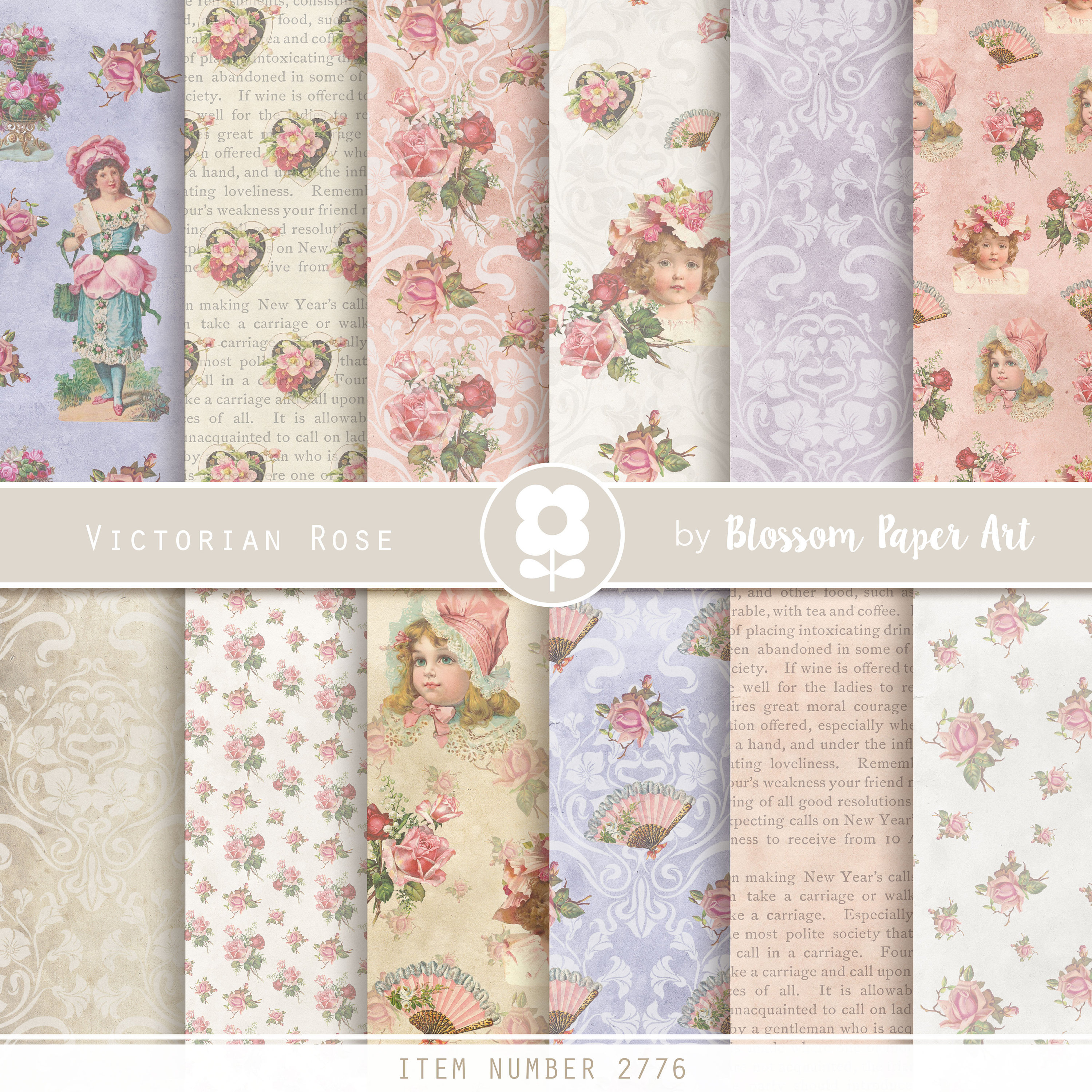 Victorian Digital Paper Vintage Scrapbook Paper Pack Roses - Etsy