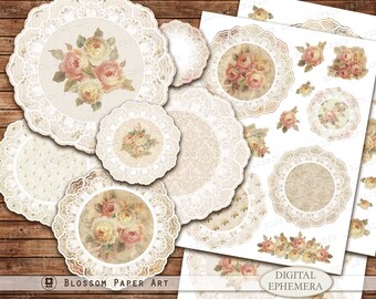 Vintage Rose Doily Printable: Lace Ephemera for Junk Journals (Digital Download) - 2971