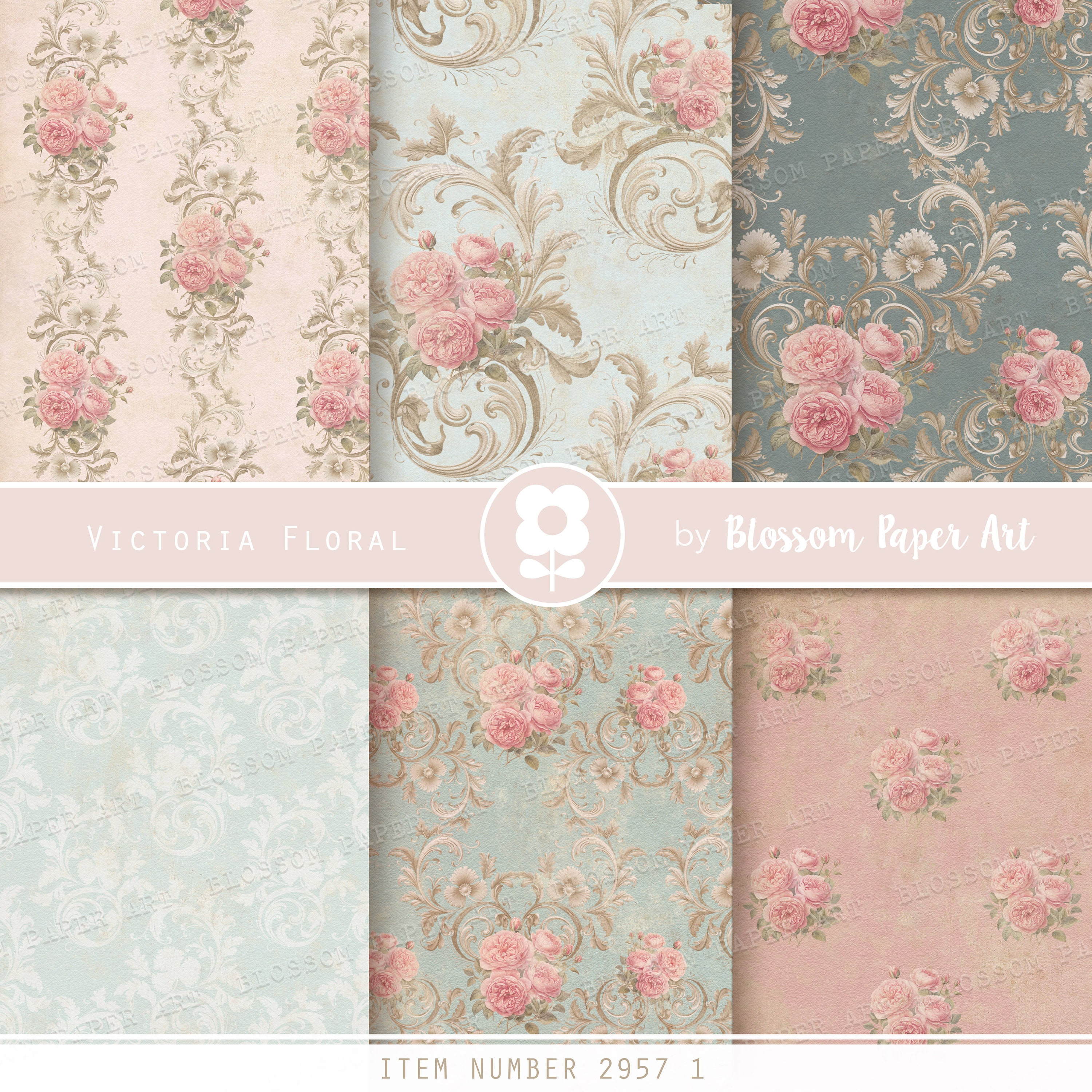Vintage Floral Digital Paper: Victorian Scrapbook Paper (instant ...