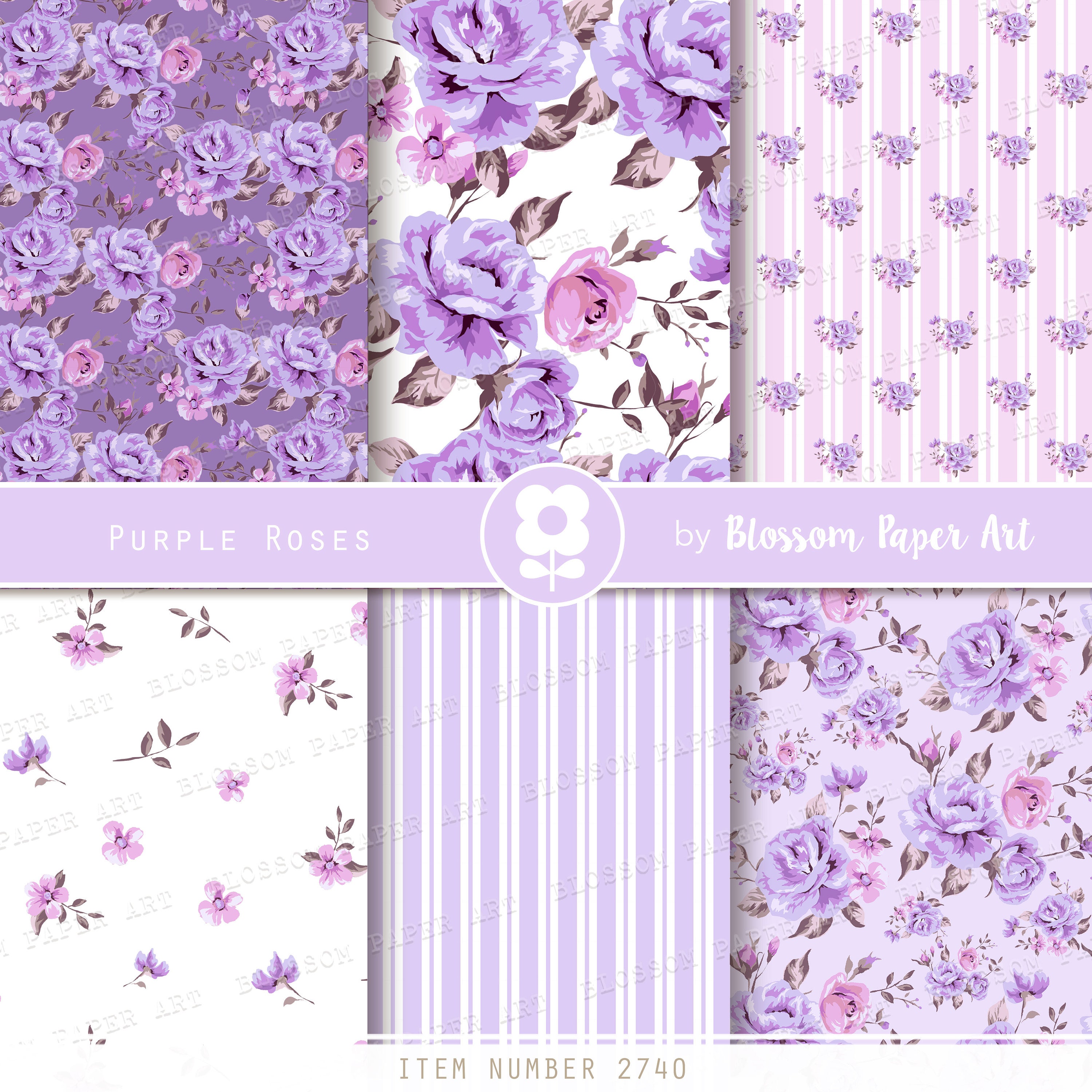 Scrapbook Paper - Purple Watercolor Floral