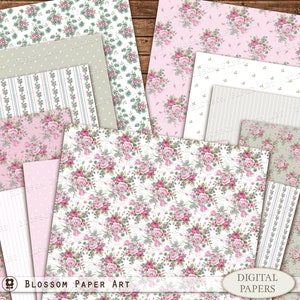 Puppenhaus Papier, Floral druckbare Tapete für Miniatur, Shabby Digital Scrapbook Papiere, Liberty Papiere für Junk Journal 2942 11