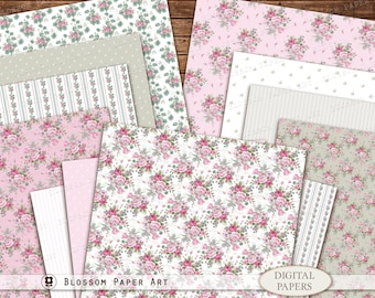 Vintage Floral Shabby Cottage Digital Papers (Digital Download) - 2942 11