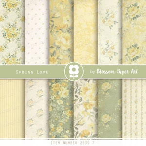 Gelbes Blumen Digitales Papier für Junk Journals, Scrapbooking, druckbare Blumenmuster, Vintage Scrapbook Papier - INSTANT DOWNLOAD 2939 7