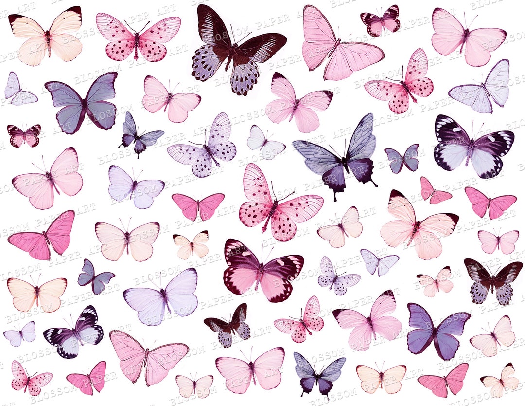 Butterflies Collage Sheet, Junk Journal Butterflies, Printable ...