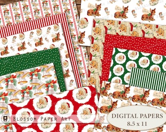 Vintage Christmas Digital Paper: Collage Sheet, Scrapbook (Digital Download)