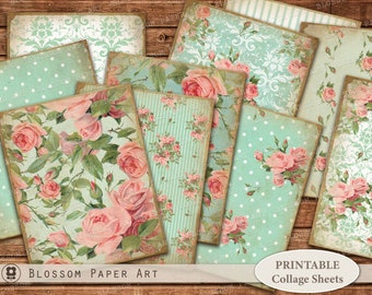 Vintage Roses Collage Sheet: Printable Junk Journal Ephemera (Digital Download)