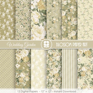 Floral Wedding Digital Paper, Floral Digital Paper Pack, Floral, Wedding Scrapbooking - INSTANT DOWNLOAD  - 1973