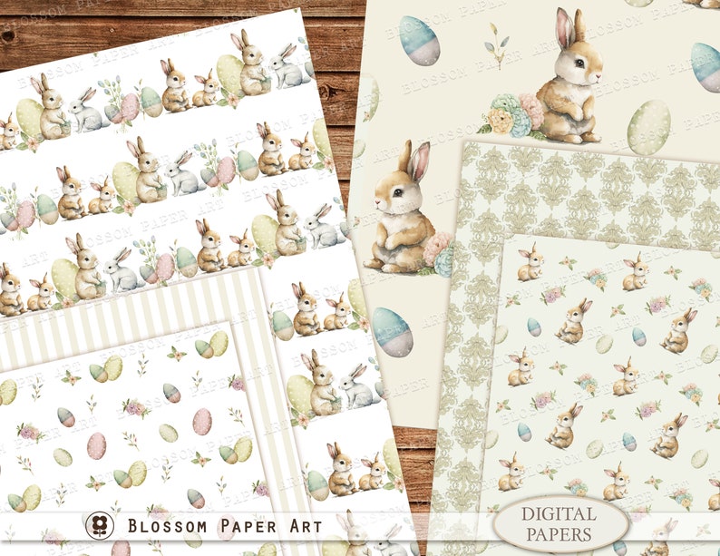 Bunny Easter Digital Papers: Scrapbook Paper Pack (digital Download) - Etsy