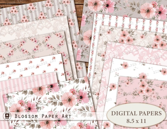 Scrapbook Paper Roses Floral Paper Rose Collage Sheet Junk - Etsy