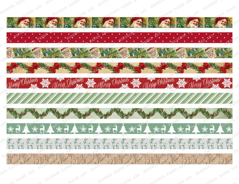 CHRISTMAS Washi Tape Printable Collage Sheet Printable Washi - Etsy
