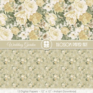 Floral Wedding Digital Paper Pack: Scrapbooking Designs (Digital Download) - 1973 image 4