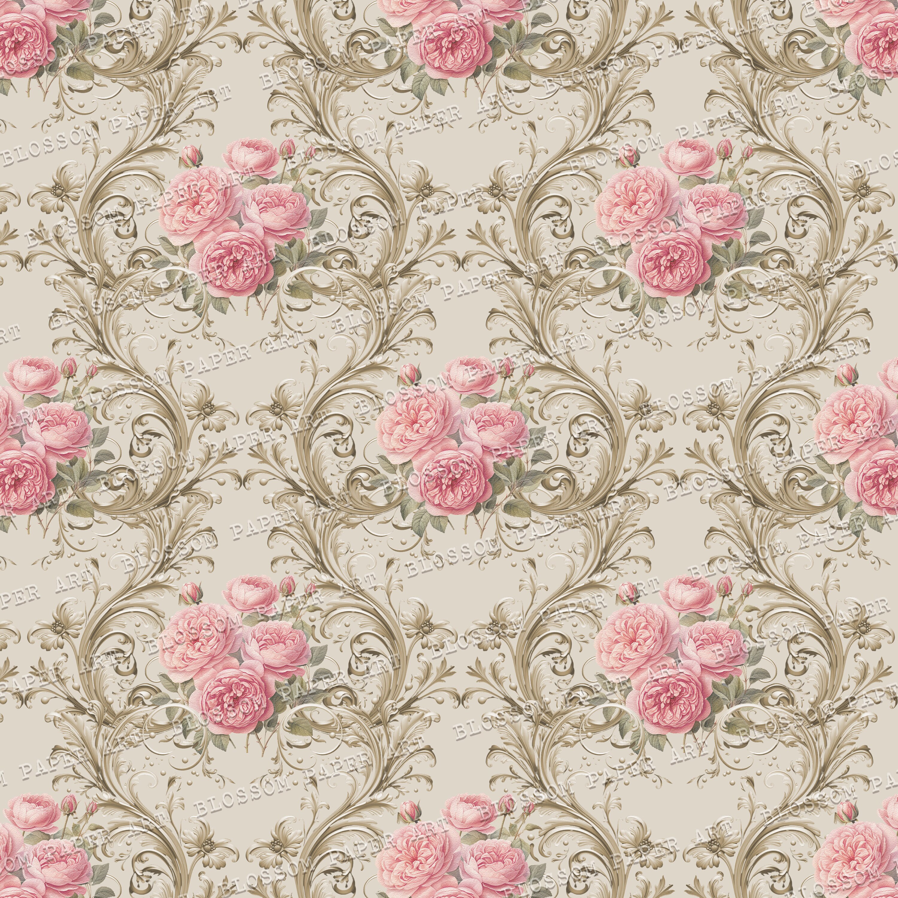 Victorian Rose Digital Paper, Shabby Chic Floral Scrapbook Backgrounds ...