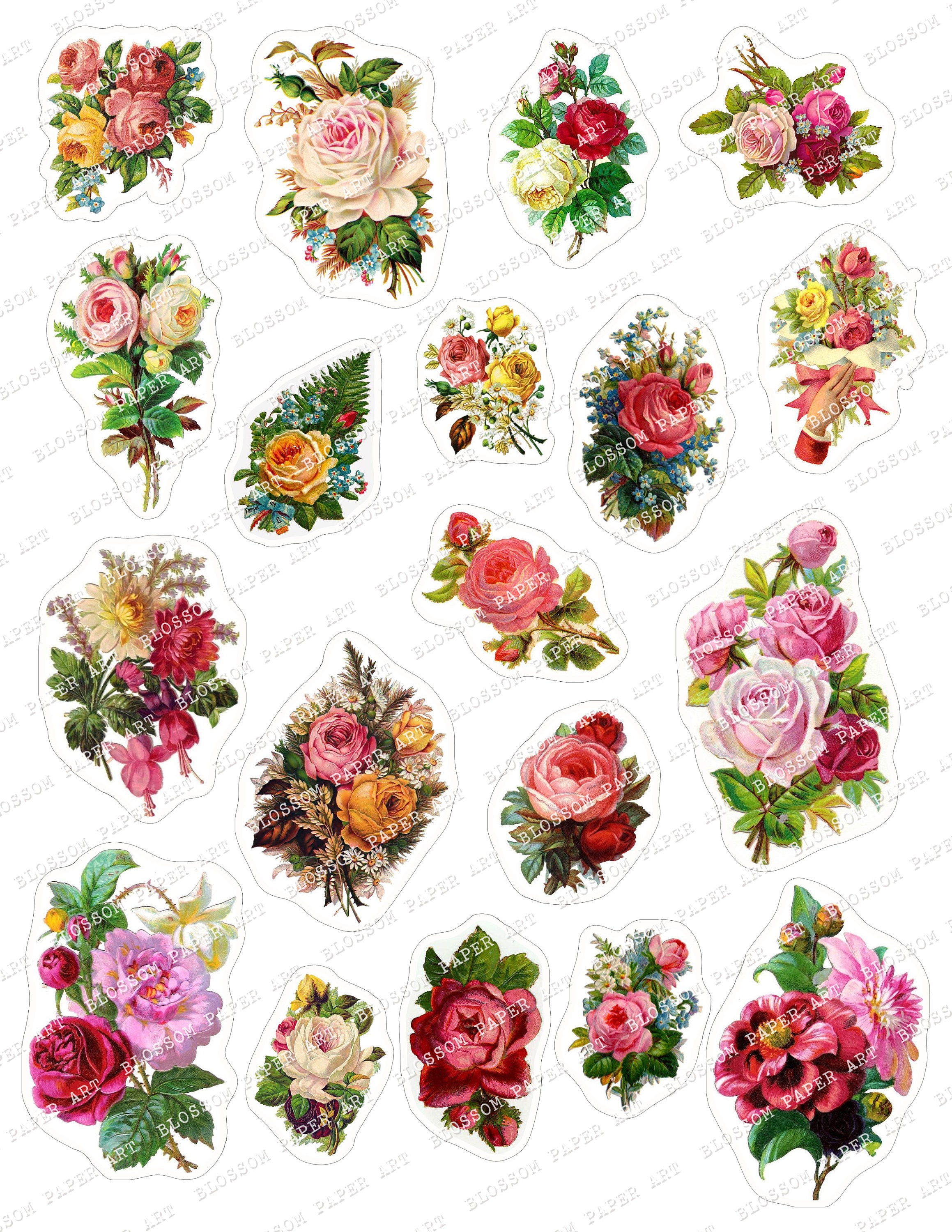 Vintage Colorful Flowers Sticker for Sale by CustomPrintHub