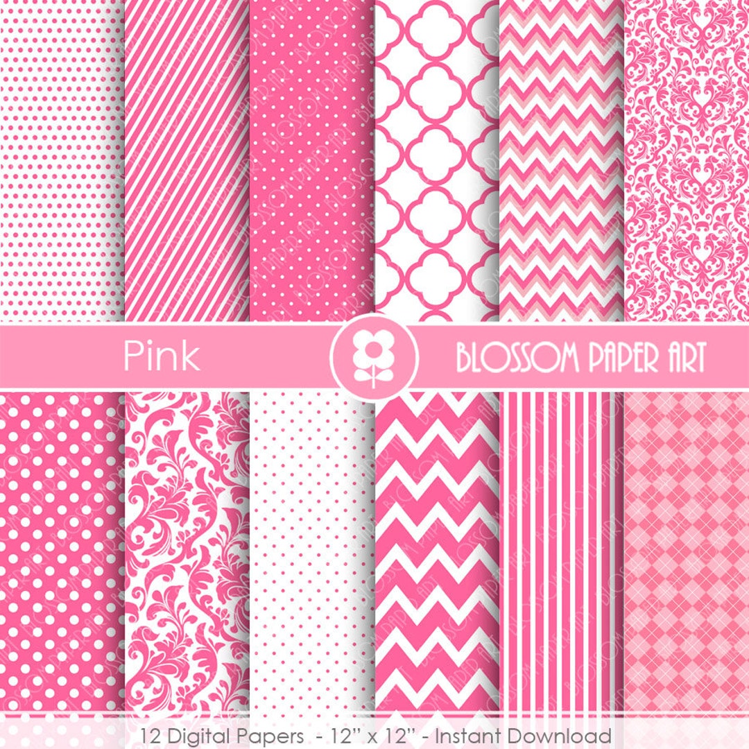 Pink Scrapbooking Paper Pink Textures Digital Paper Pack - Etsy