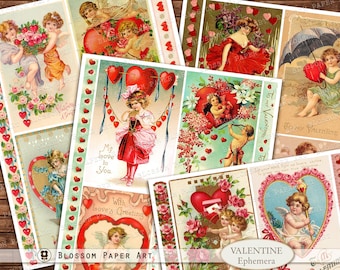 Vintage Valentine Cards Ephemera: Printable Collage Sheet (Digital Download) - 2875 1