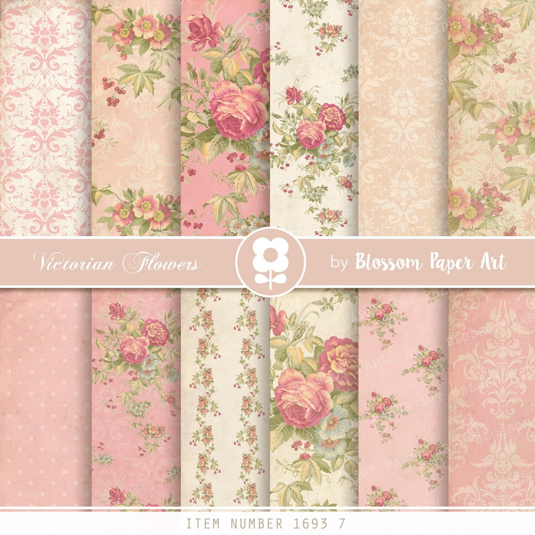 Rose Digital Paper Pack, Vintage Floral Scrapbook, Junk Journal ...