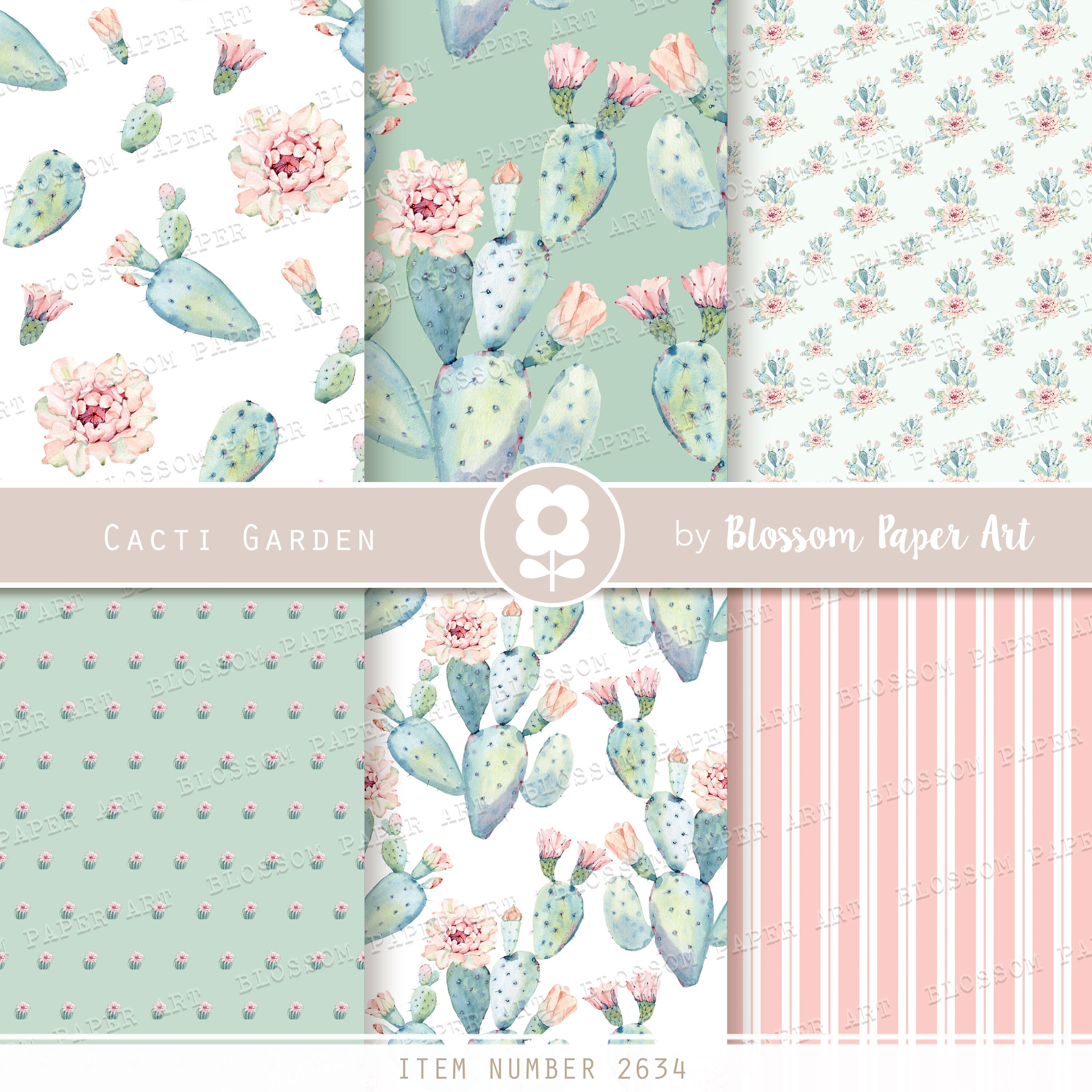 Cacti Digital Paper: Succulents Scrapbook Collage (digital Download) - Etsy