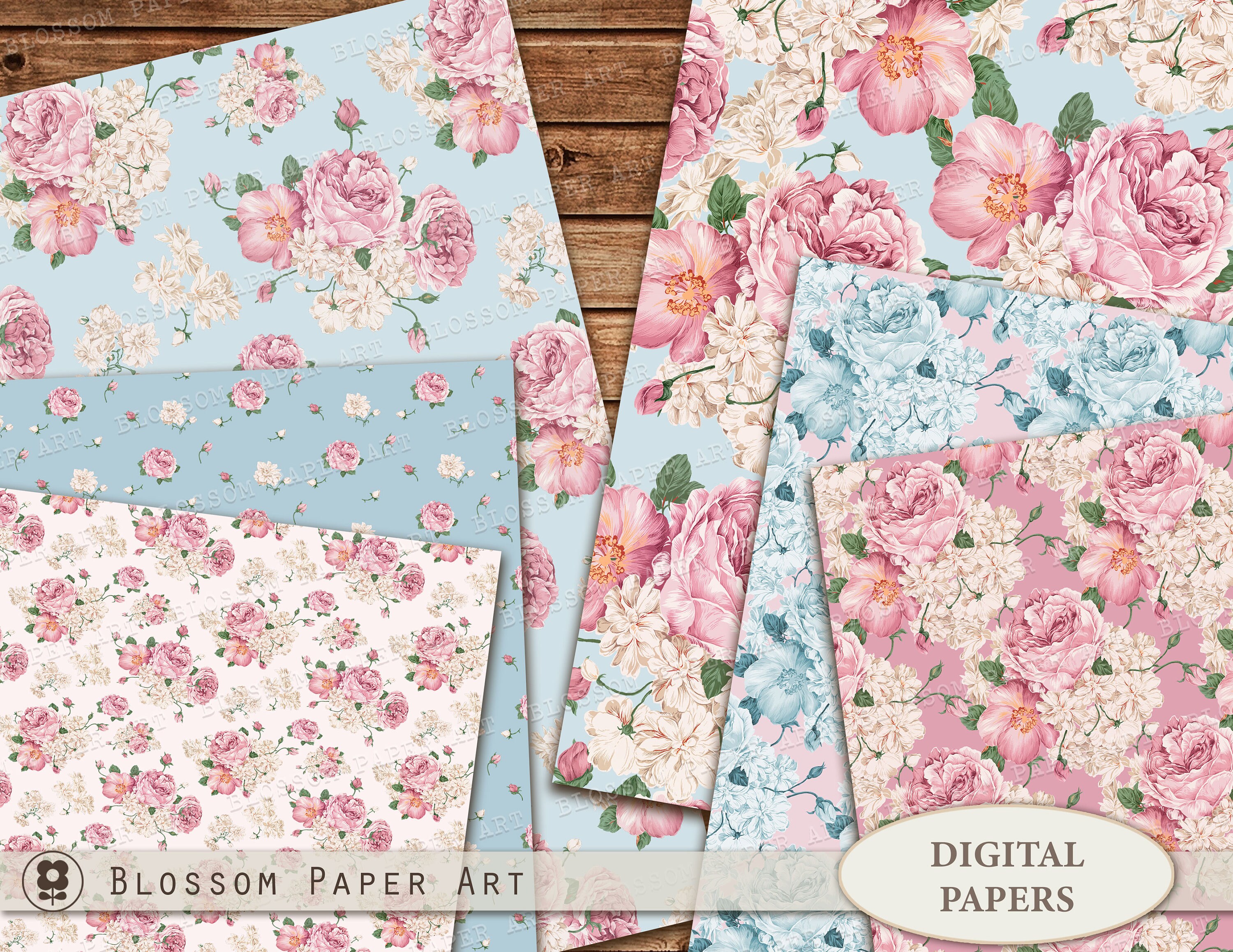 Papeles Decorativos Rosa Papeles Decorativos Floreados para - Etsy España