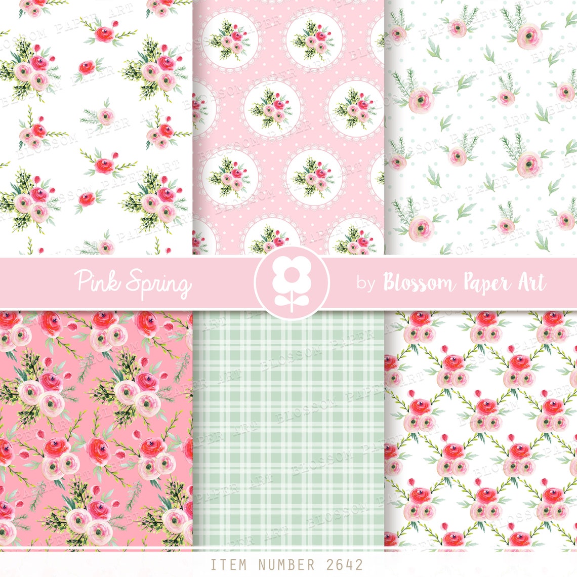 Pink Digital Paper, Floral Scrapbook Paper Pack, Shabby Scrapbooking ...