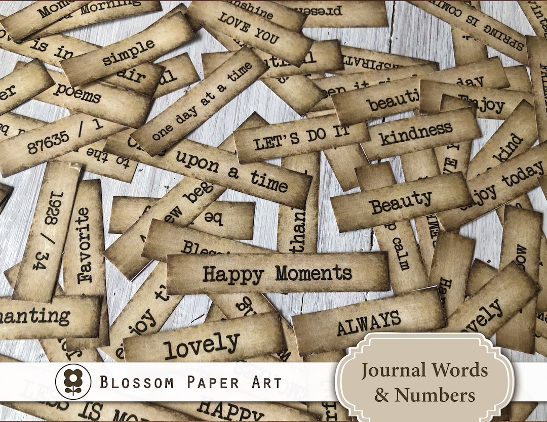 Junk Journal Words, Printable Words, Junk Journal Ephemera, Printable ...