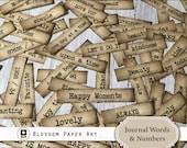 Junk Journal Printable Words & Numbers: Vintage Ephemera (Digital Download) - 2933