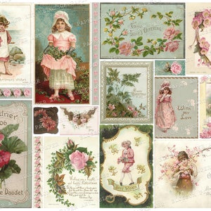 Vintage Christmas Postcards Ephemera: Junk Journal Collage Sheet (Digital Download)