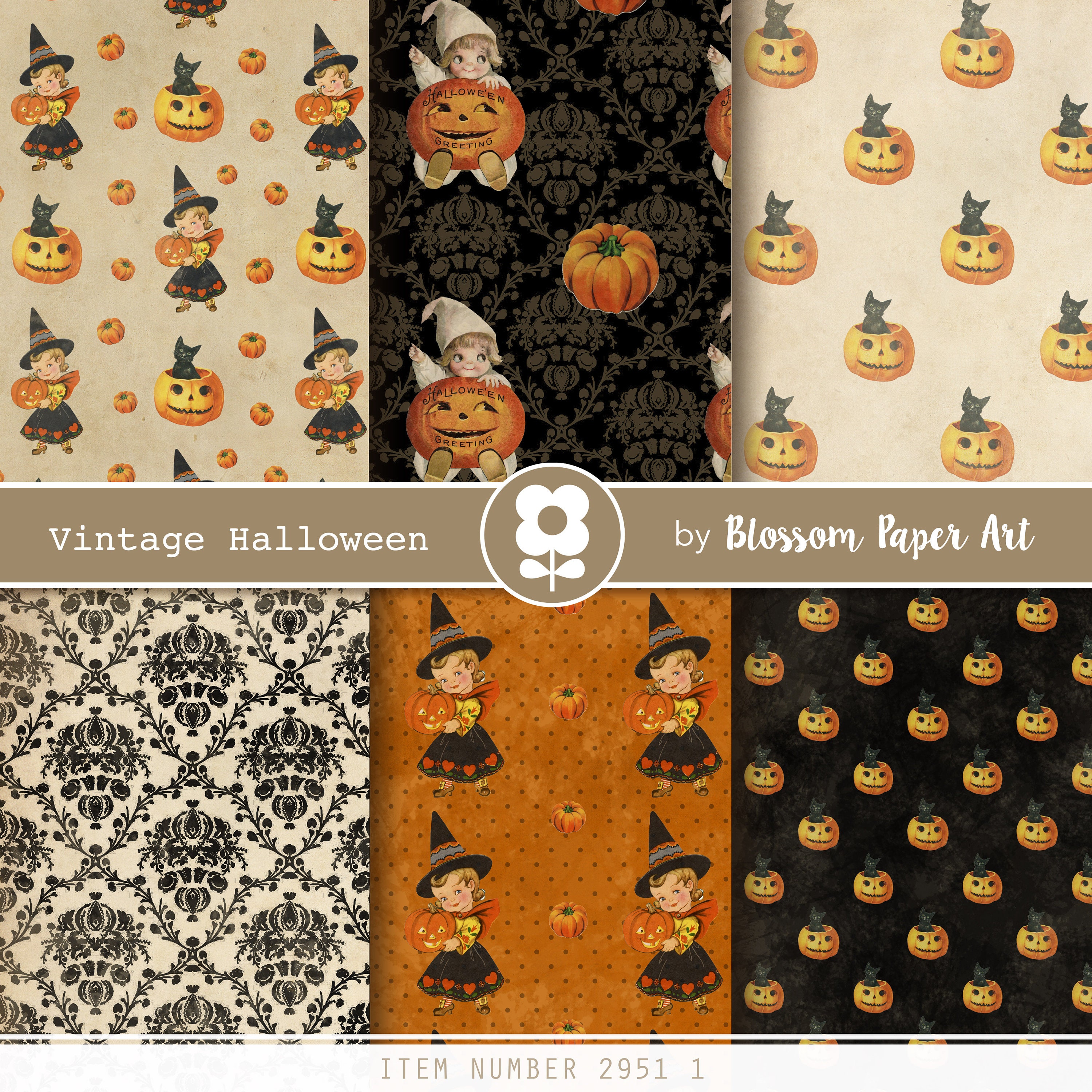 Vintage Halloween Digital Paper Pack: Junk Journal & Scrapbook (digital ...