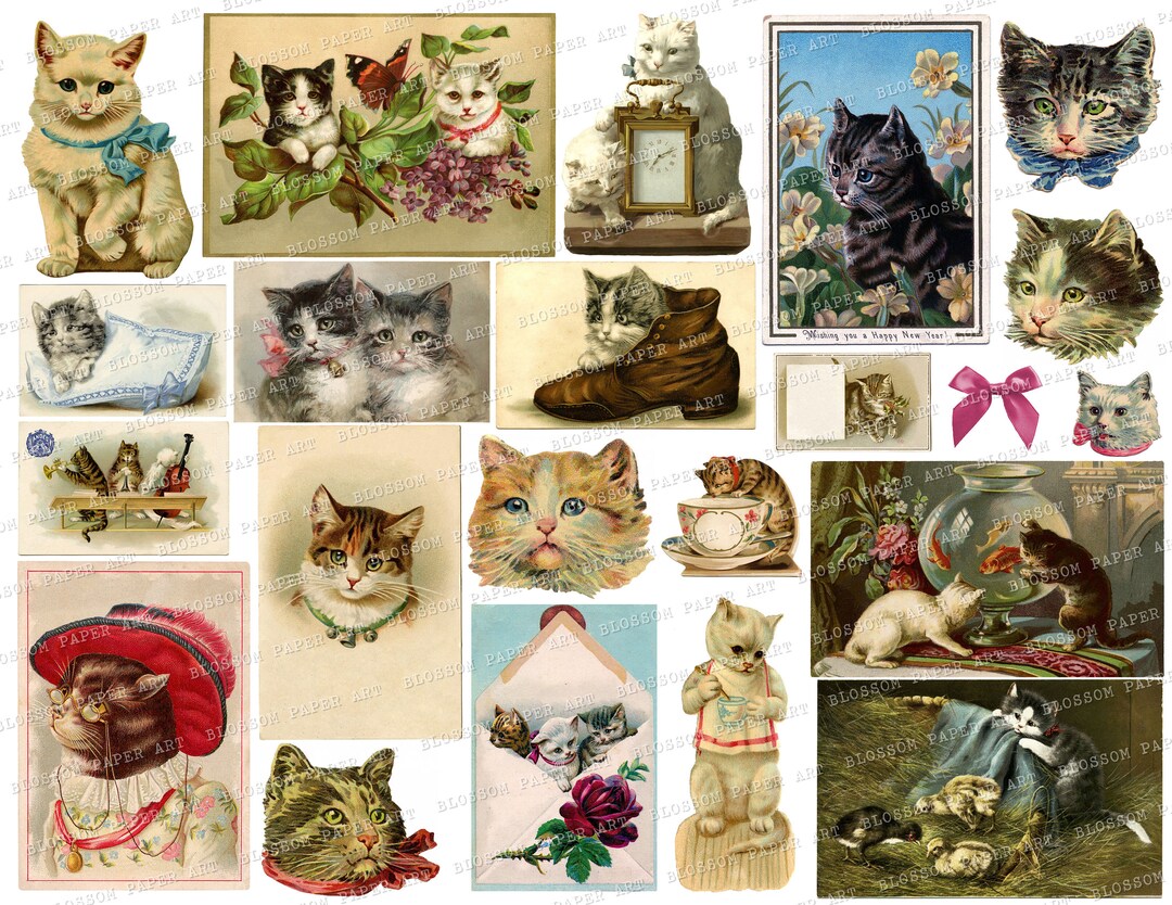 Vintage Cats Collage Sheet: Ephemera Images (digital Download) - Etsy