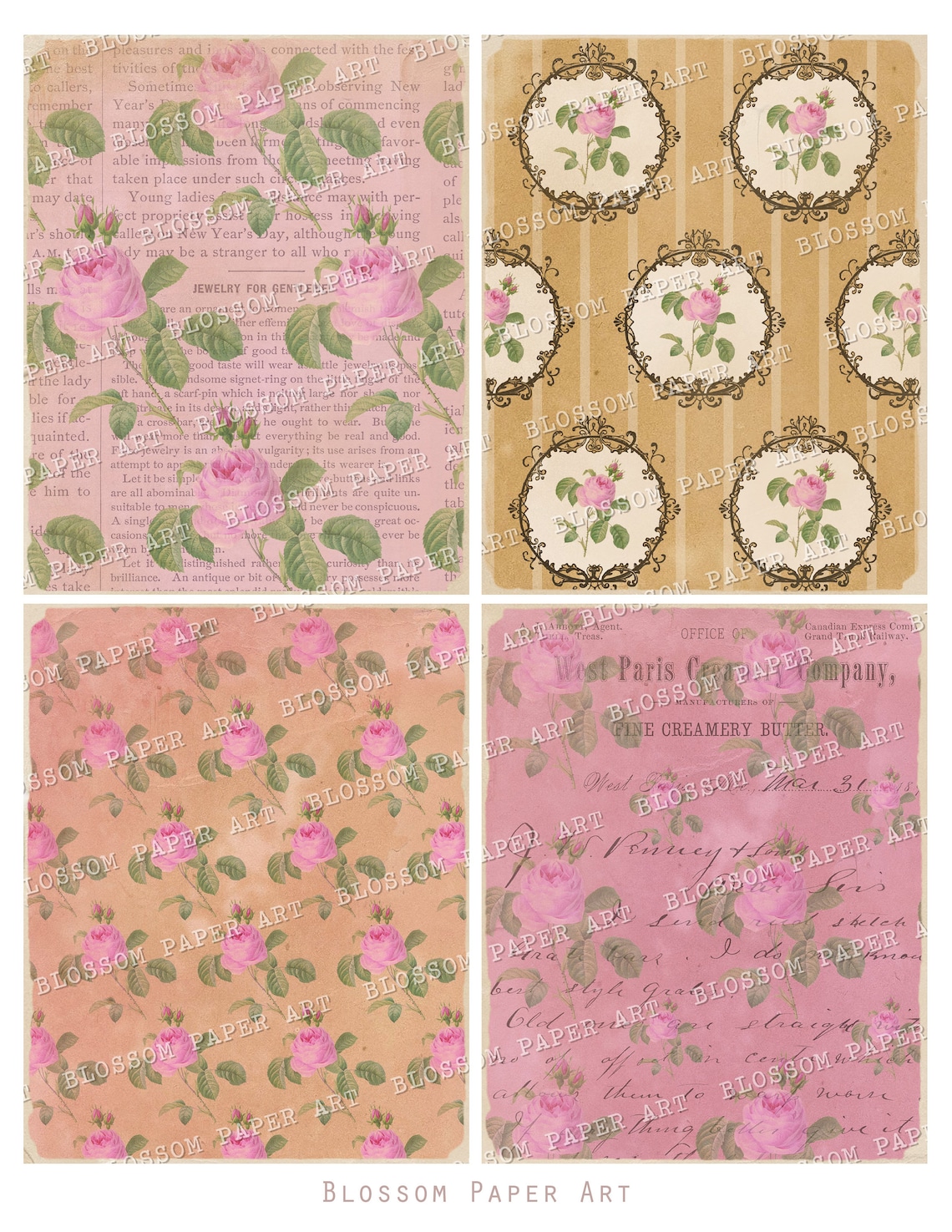 Digital COLLAGE SHEETS Printable VIntage Floral Collage | Etsy