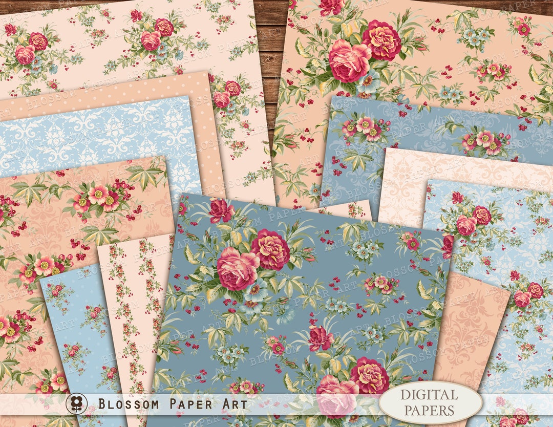 Floral Scrapbook Paper, Victorian Roses, Junk Journal Floral Collages, Scrapbooking Floral ...