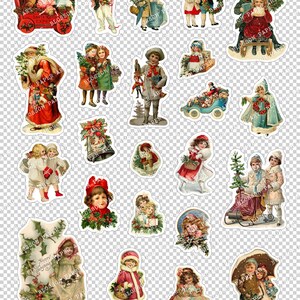 VINTAGE Christmas Printable Stickers Christmas Die Cut Digital Collage VINTAGE Christmas Printable Stickers Christmas Die Cut Digital Collage