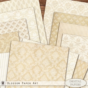 Carta digitale Beige vintage, vecchia carta texture per diario spazzatura, damasco, texture, effimeri stampabili vintage 2922 A4