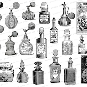 Vintage Perfume Bottles Collage Sheet: Junk Journal Graphics (Digital Download)