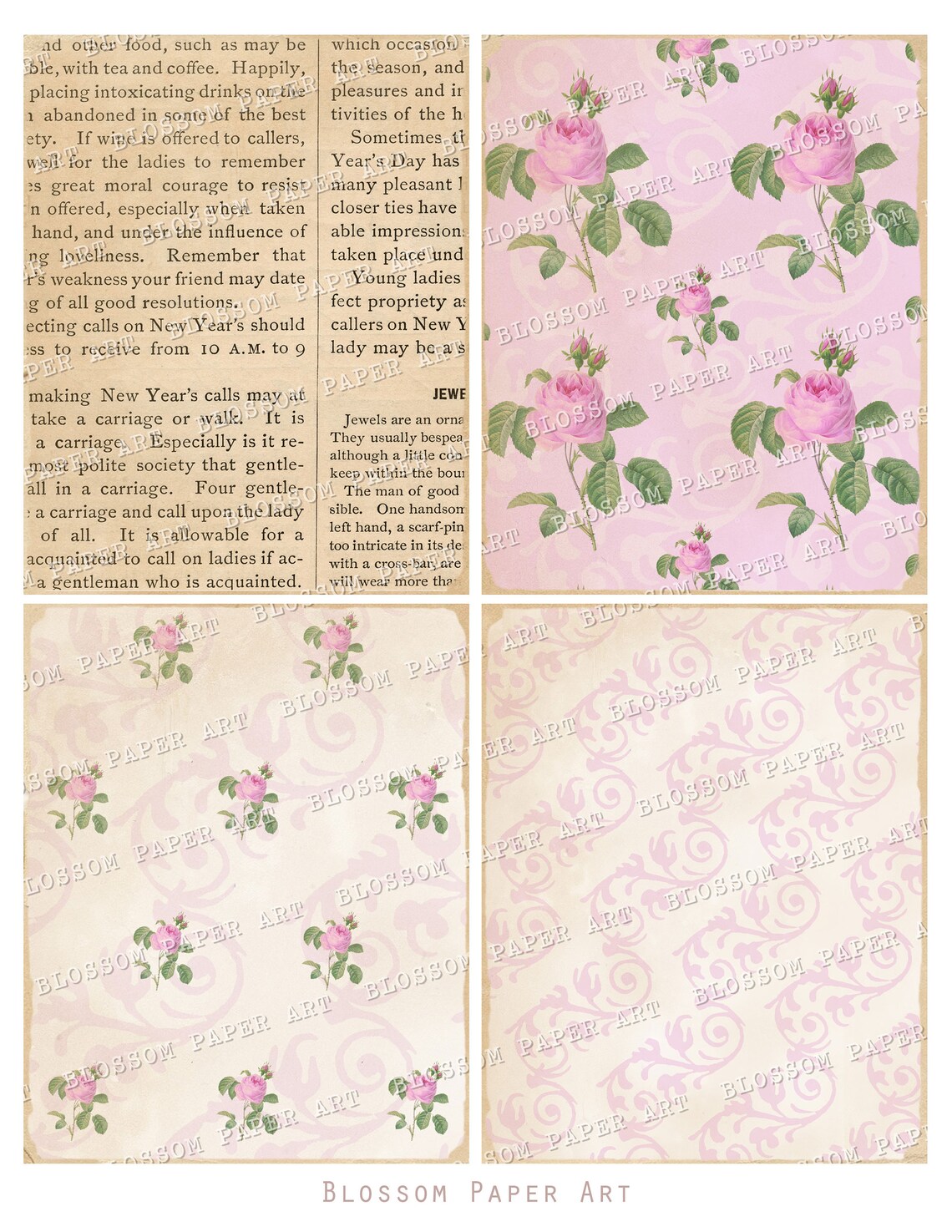 Digital COLLAGE SHEETS Printable Vintage Floral Collage - Etsy