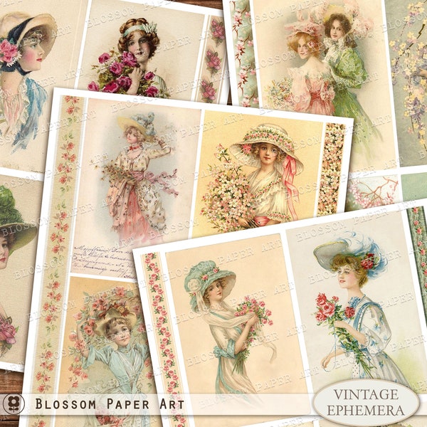 Victorian Ladies, Digital Download Ephemera, Printable Victorian Women for Junk Journal, Printable Lady Collage Sheet, Vintage Images  2704