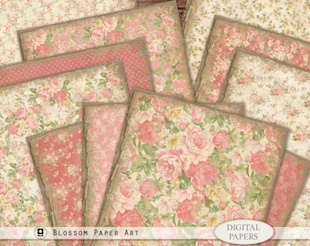 Peach Rose Floral Junk Journal Paper: Scrapbooking Printable (Digital Download)
