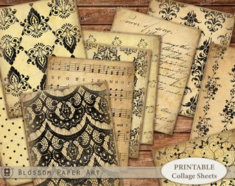 Vintage Junk Journal Cards: Digital Collage Sheet (Digital Download)