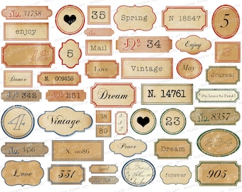 Vintage Labels Ephemera: Junk Journal Printable Collage Sheet (Digital Download)