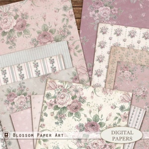 Carta da parati vintage carta digitale stampabile, collage di rose vittoriane, carta per diario spazzatura, scrapbooking digitale A4 2942 8